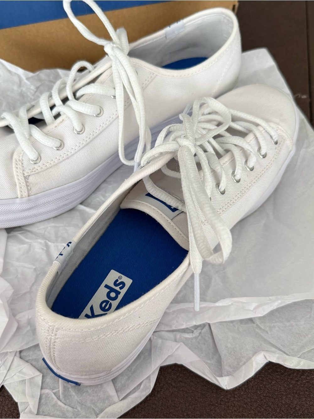 Keds White Low-Top Canvas Sneakers with Platform Sole - Picture 3 of 5